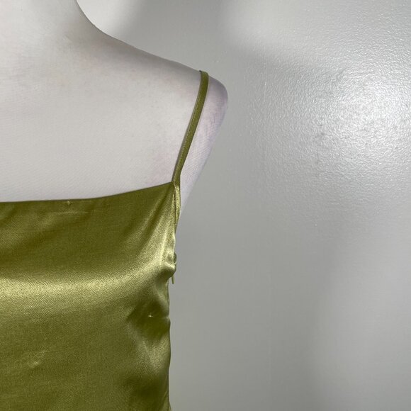 Samsoe Samsoe Slip Dress Womens S Lime Green Satin Smocked Back Adjustable Strap - Picture 4 of 16